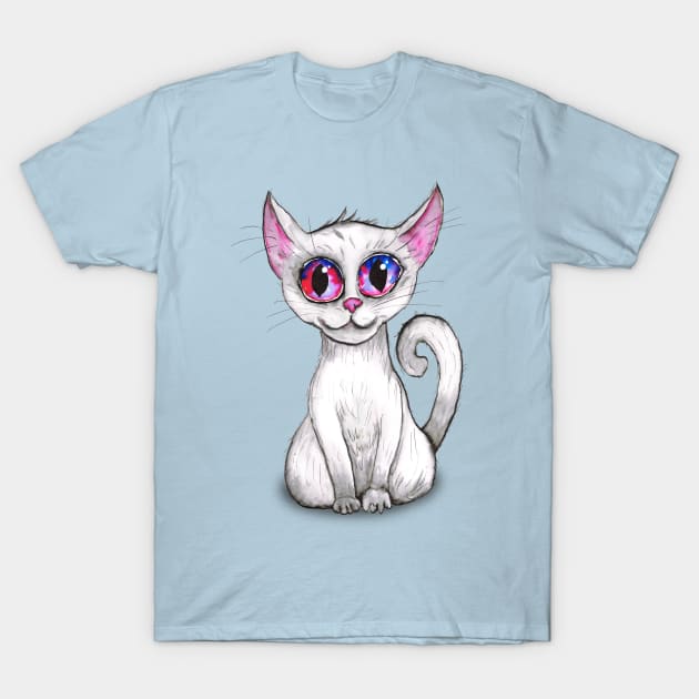 Cute white cat T-Shirt by Bwiselizzy